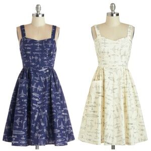 Modcloth on a barrel roll airplane dress #airplanes #novelty